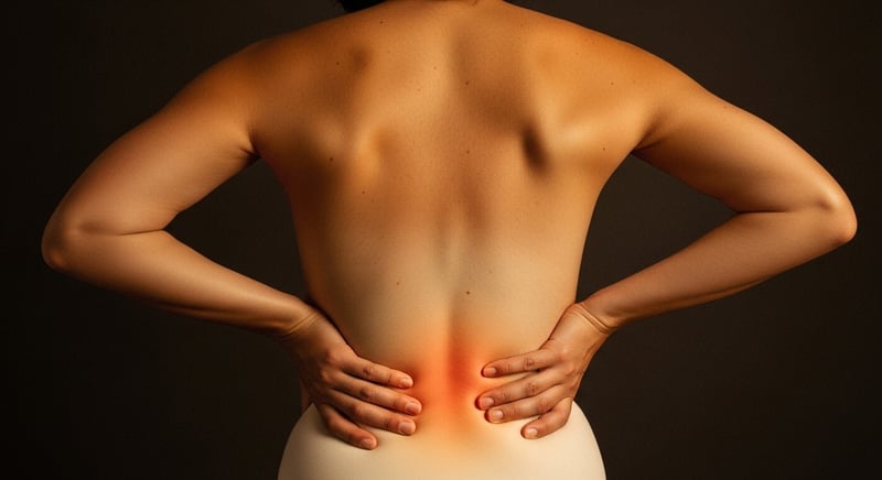 Abstract geometric illustration showing compressed jagged shapes transforming into aligned balanced forms, representing the journey from back pain to relief