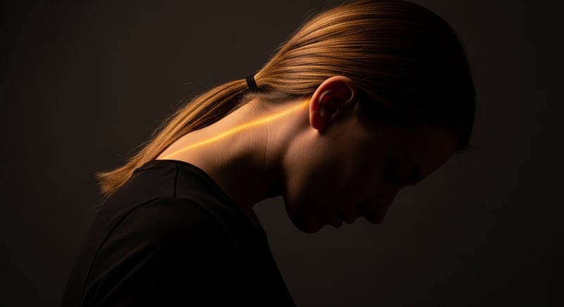 Person demonstrating correct head alignment over shoulders versus forward head posture