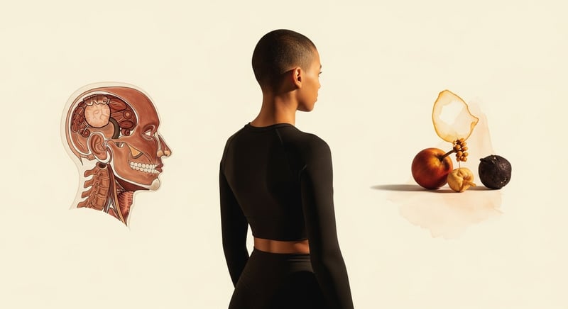 Cinematic editorial side-profile photograph of an anonymous school-age child wearing a heavy backpack showing visible forward head and rounded shoulders, warm honey-gold side-lighting against deep espresso brown background, no identifiable facial features