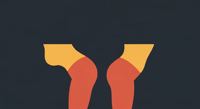 Minimal flat illustration of two side-profile silhouettes on charcoal, one with an arched lower back and one with a flat tucked lower back, in honey-gold and terracotta