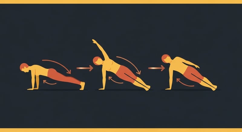 Flat illustration of three silhouetted figures, each resisting a different force: a downward arch, a sideways lean, and a twisting pull, in honey-gold and terracotta on dark charcoal