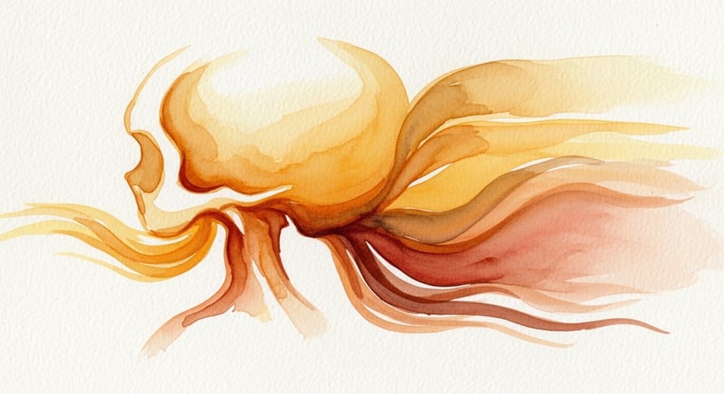 Person pressing fingertips against temples while sitting at a desk, warm lighting