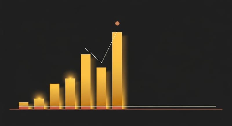 Abstract geometric visualization of sitting research data with warm gold vertical bars representing accumulating risk on dark charcoal background