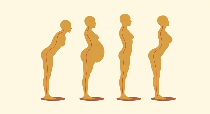 Side-by-side comparison of four different spinal posture alignments