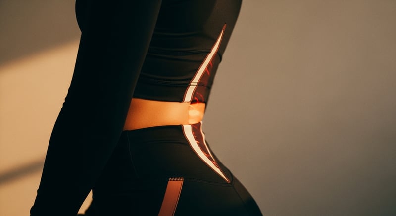 Watercolor illustration in warm honey-gold and terracotta of a spine seen from behind curving sideways in a gentle S shape, a scoliosis curve, against soft cream paper